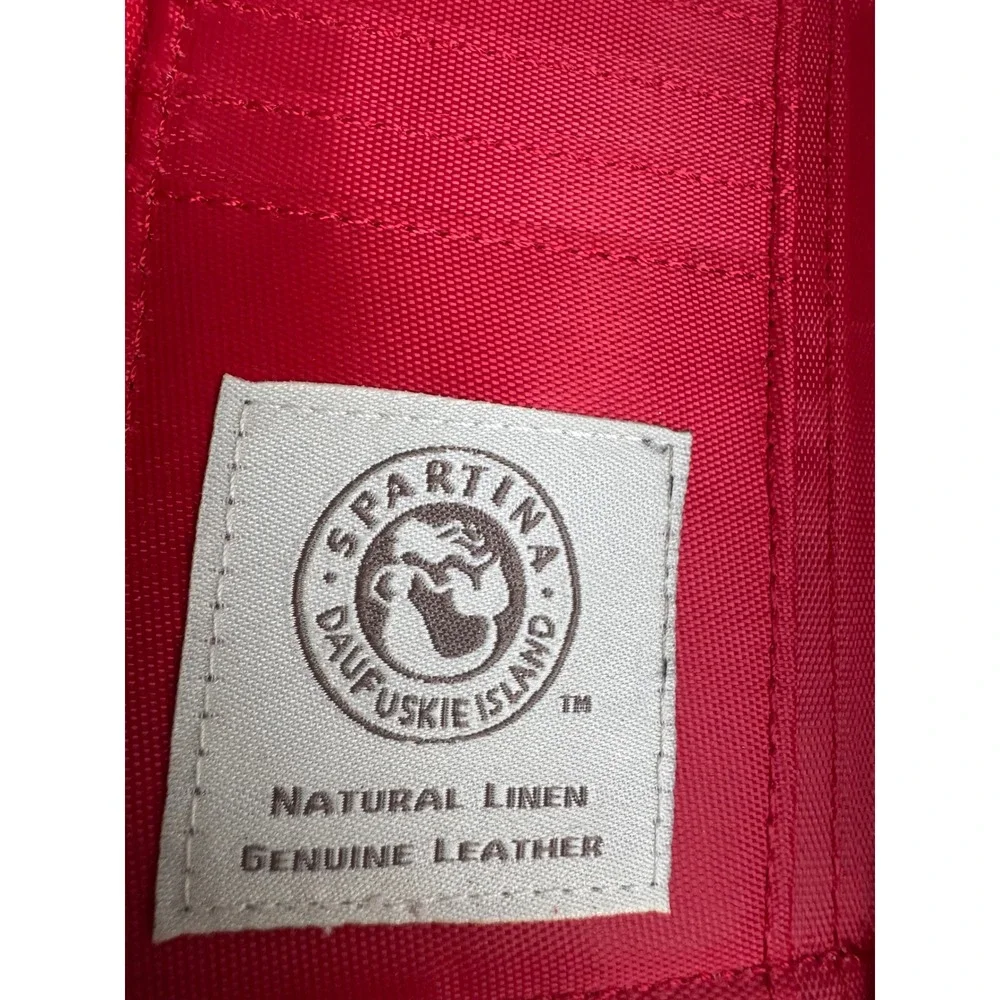Spartina 449 Daufuskie Island Linen Leather Wristlet Wallet Black White Red boho